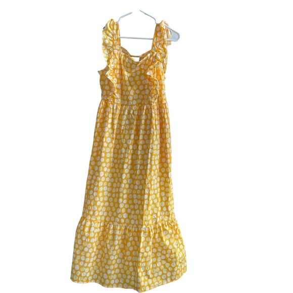 NWT Who‎ What Wear Women's Small Yellow Polka Dot Ruffle Sleeveless Sundress NEW - Picture 1 of 12